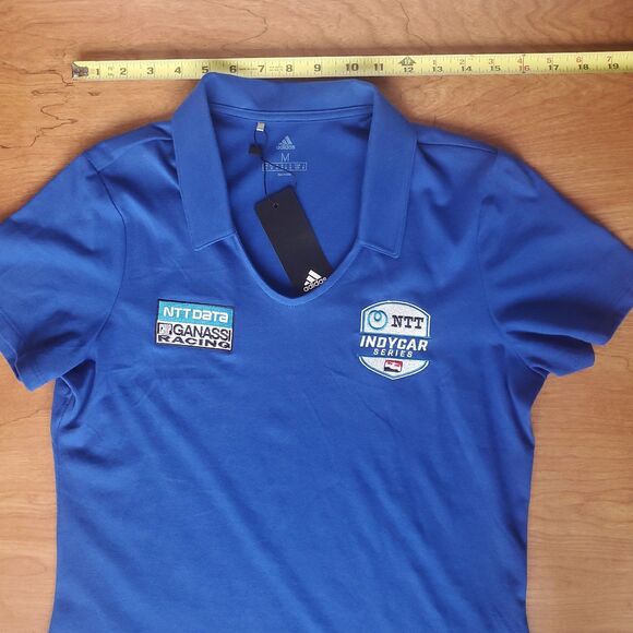 Chip Ganassi Racing Polo Shirt Womens Medium Blue Adidas NTT DATA Indycar Series - Picture 12 of 16